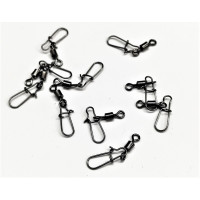 Вертлюг с застежкой Namazu Pro Rolling Ribbed Swivel With Nice Snap катаный, цв. Carbon (уп. 10 шт.)